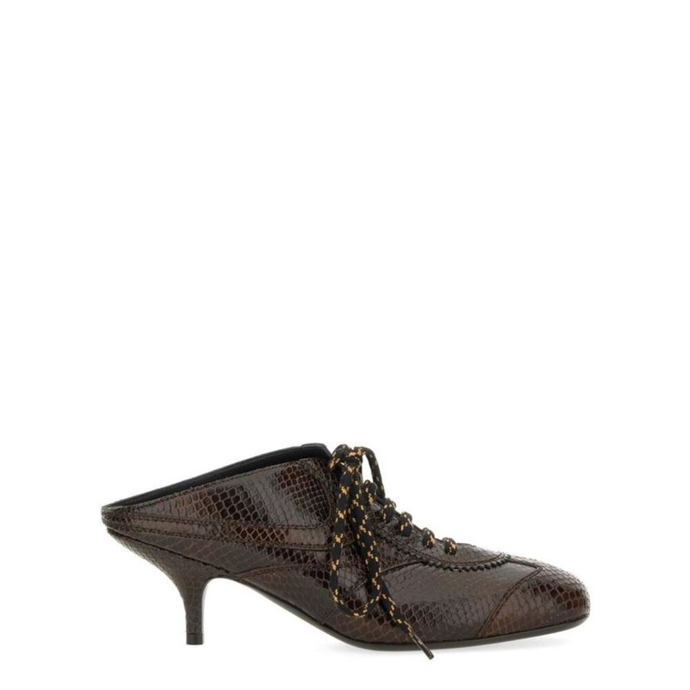 DRIES VAN NOTEN Women's Snake-Embossed Kitten Heel Mules Women BROWN Sandals